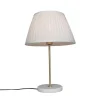 Retro tafellamp messing met Plisse kap crème 35 cm - Kaso