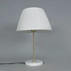 Retro tafellamp messing met Plisse kap crème 35 cm - Kaso