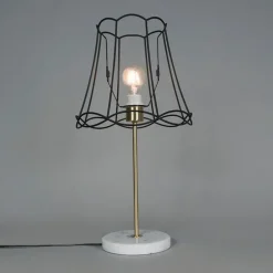 Retro tafellamp messing met Granny frame zwart 30 cm - Kaso