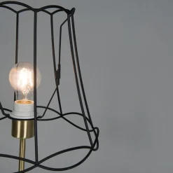 Retro tafellamp messing met Granny frame zwart 30 cm - Kaso