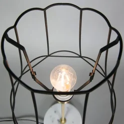 Retro tafellamp messing met Granny frame zwart 30 cm - Kaso