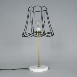 Retro tafellamp messing met Granny frame zwart 30 cm - Kaso