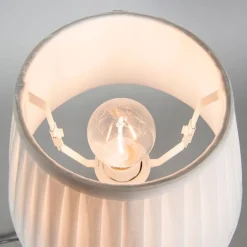 Retro tafellamp messing met Plisse kap wit 25 cm - Kaso