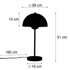 Retro tafellamp mushroom zwart met goud - Magnax