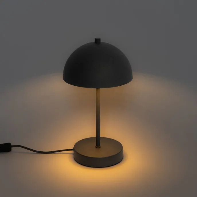 Retro tafellamp mushroom zwart met goud - Magnax Mini