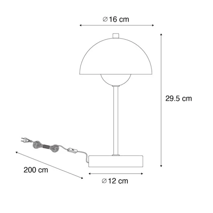Retro tafellamp mushroom zwart met goud - Magnax Mini