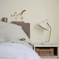 Retro tafellamp wit met brons 38cm - Milou