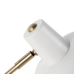 Retro tafellamp wit met brons 38cm - Milou