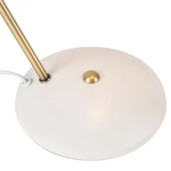 Retro tafellamp wit met brons 38cm - Milou