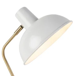 Retro tafellamp wit met brons 38cm - Milou