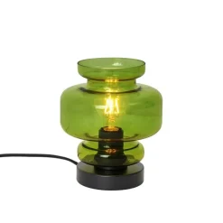 Retro tafellamp zwart met groen glas - Denise
