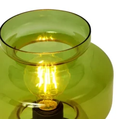 Retro tafellamp zwart met groen glas - Denise
