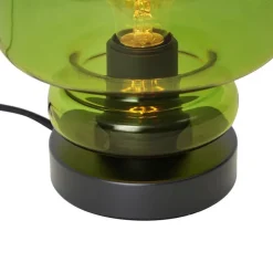 Retro tafellamp zwart met groen glas - Denise