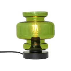 Retro tafellamp zwart met groen glas - Denise