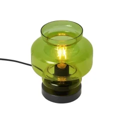 Retro tafellamp zwart met groen glas - Denise