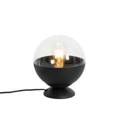 Retro tafellamp zwart met helder glas - Eclipse