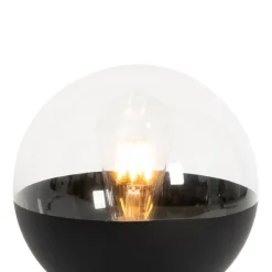 Retro tafellamp zwart met helder glas - Eclipse