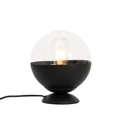 Retro tafellamp zwart met helder glas - Eclipse