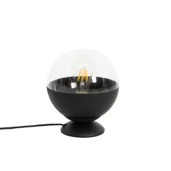 Retro tafellamp zwart met helder glas - Eclipse