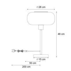 Retro tafellamp zwart met brons glas - Bizle