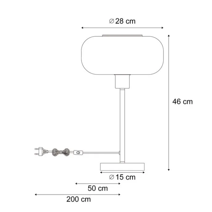Retro tafellamp zwart met brons glas - Bizle