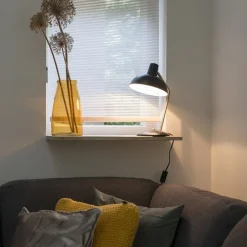 Retro tafellamp zwart met brons - Milou