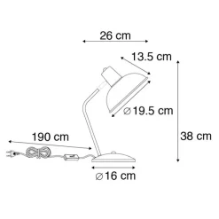 Retro tafellamp zwart met brons - Milou