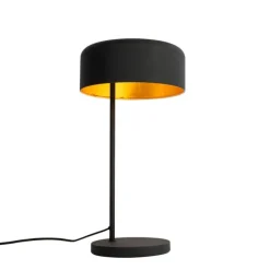 Retro tafellamp zwart met gouden binnenkant - Jinte