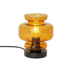 Retro tafellamp zwart met oranje glas - Denise