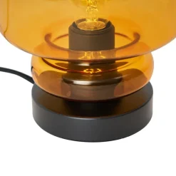 Retro tafellamp zwart met oranje glas - Denise
