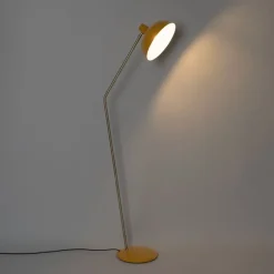 Retro vloerlamp geel met brons - Milou