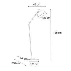 Retro vloerlamp geel met brons - Milou