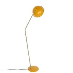 Retro vloerlamp geel met brons - Milou