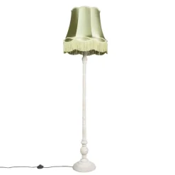 Retro vloerlamp grijs met groene Granny kap - Classico