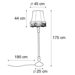 Retro vloerlamp grijs met groene Granny kap - Classico