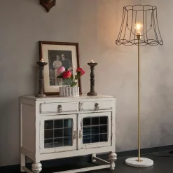 Retro vloerlamp messing met Granny frame zwart 45 cm - Kaso