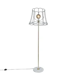 Retro vloerlamp messing met Granny frame zwart 45 cm - Kaso