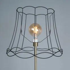 Retro vloerlamp messing met Granny frame zwart 45 cm - Kaso