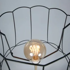 Retro vloerlamp messing met Granny frame zwart 45 cm - Kaso