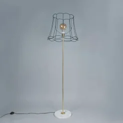Retro vloerlamp messing met Granny frame zwart 45 cm - Kaso