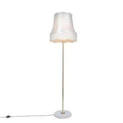 Retro vloerlamp messing met Granny kap crème 45 cm - Kaso
