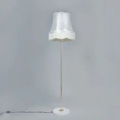Retro vloerlamp messing met Granny kap crème 45 cm - Kaso