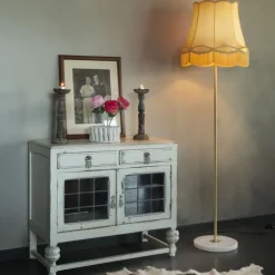 Retro vloerlamp messing met Granny kap goud 45 cm - Kaso