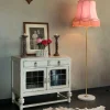 Retro vloerlamp messing met Granny kap roze 45 cm - Kaso