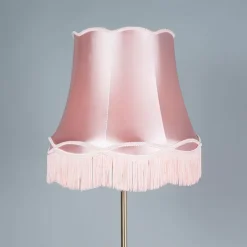 Retro vloerlamp messing met Granny kap roze 45 cm - Kaso