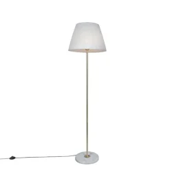 Retro vloerlamp messing met Plisse kap crème 45 cm - Kaso