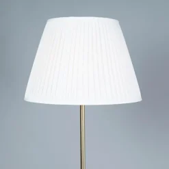 Retro vloerlamp messing met Plisse kap crème 45 cm - Kaso