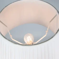 Retro vloerlamp messing met Plisse kap crème 45 cm - Kaso