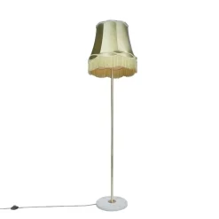 Retro vloerlamp messing met Granny kap groen 45 cm - Kaso