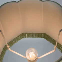 Retro vloerlamp messing met Granny kap groen 45 cm - Kaso